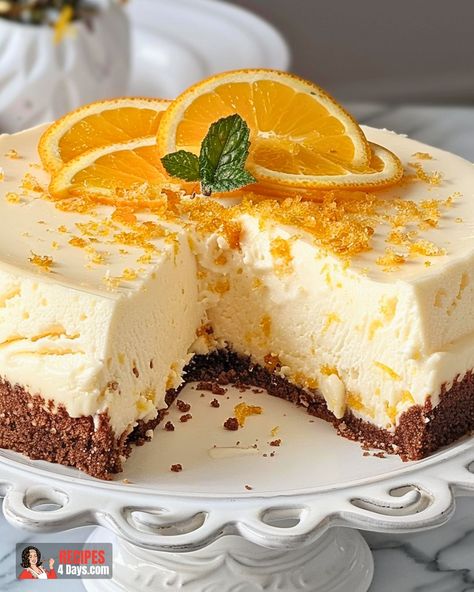 Orange Blossom Cheesecake Cake Delicious, Orange Fruit Cake, Orange Cheesecake, Carrot Cheesecake Recipe, Citrus Cheesecake, Fruity Cheesecake, Citrus Cheesecake Recipes, Mandarin Orange Cheesecake, Orange Recipe