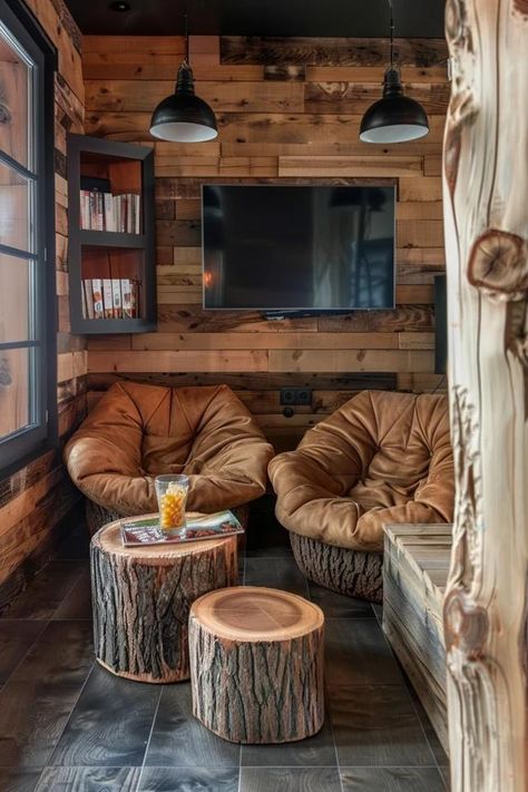 Cozy Small Rustic Man Cave Ideas to Inspire You Hunting Man Cave Ideas Rustic, Rustic Den Ideas, Rustic Mens Office, Second Living Room Ideas Small Spaces, Small Room Man Cave Ideas, Small Western Living Room Ideas, Rustic Lounge Ideas, Man Cave Seating Ideas, Small Man Cave Ideas On A Budget