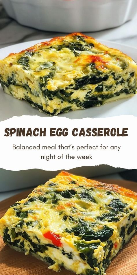 Spinach Egg Casserole Ingredients: 8 eggs 1 bunch fresh spinach, rinsed and roughly chopped 1 tablespoon olive oil 1/4 cup onion, diced 1/4 cup red bell pepper, diced 3-4 cloves garlic, minced Salt and pepper, to taste #Spinach #Casserole Potatoes With Spinach And Eggs, Egg Cheese Spinach Breakfast Casserole, Egg And Spinach Bake, Spinach And Egg Quiche, Fresh Spinach Casserole Recipes, Eggs And Spinach Breakfast, Spinach And Egg Recipes, Egg Spinach Casserole, Spinach And Egg Casserole