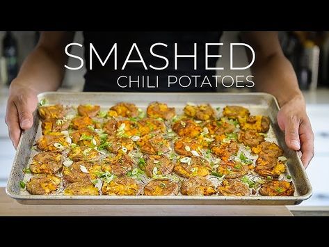 Smash Potatoes Recipe, Men Recipes, Crispy Chili Oil, Smash Potatoes, Guy Food, Men Cooking, Medicinal Foods, Smashed Potatoes Recipe, Food Potatoes