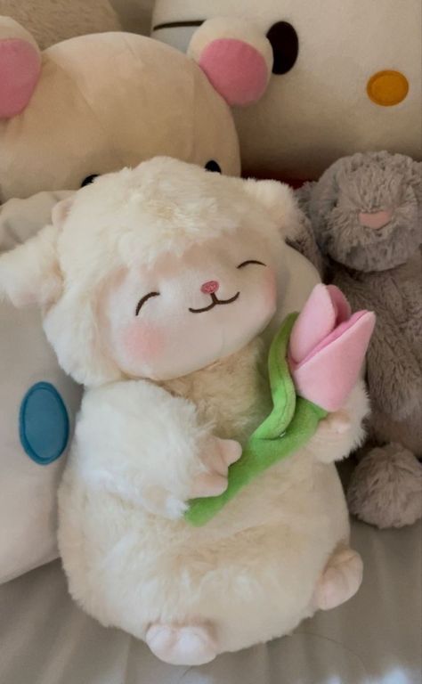 Miniso Plushies Lamb With Tulip, Sheep Plushies, Lamb Plushie, Doll Pic, Sheep Cute, Flower Plush, Sheep Plush, Lamb Plush, Teddy Bear Wallpaper