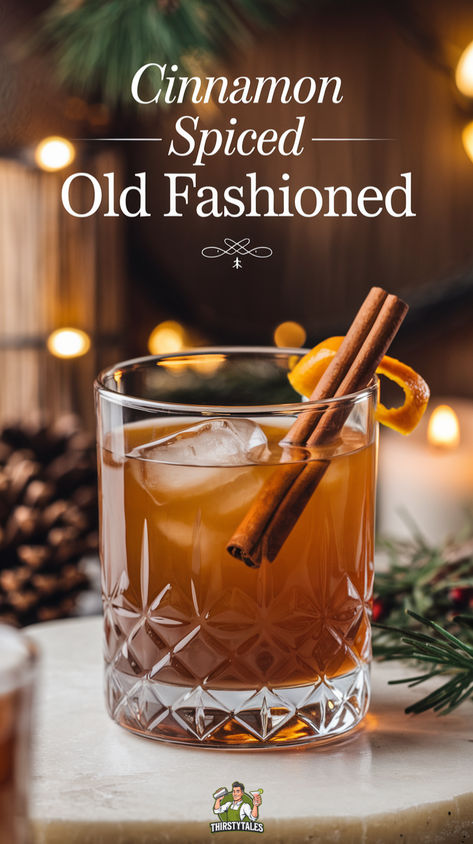 "Discover the perfect blend of warmth and tradition with our Cinnamon Spiced  Old Fashioned Cocktail recipe. This delightful twist on the classic Old  Fashioned features homemade cinnamon simple syrup, adding a cozy flavor to  your happy hour drinks. Perfect for Southern cocktail enthusiasts, this  recipe is a must-try for anyone looking to elevate their cocktail game.  Enjoy this delicious Cinnamon Old Fashioned as part of your Southern  recipes soul food collection!" Cinnamon Old Fashioned, Spiced Old Fashioned, Southern Cocktails, Winter Drinks Alcoholic, Recipes Soul Food, Old Fashion Drink Recipe, Cinnamon Cocktail, Southern Cocktail, Xmas Cocktails