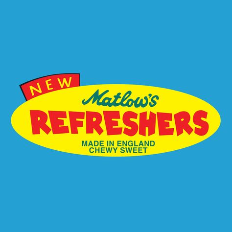 Matlows Refreshers - Chewy Sweet Wrapper design Supermarket Branding, Brewery Logo Design, Pizza Branding, Barber Shop Decor, 80s Design, Font Illustration, Chichester, Logo Food, Design Collection