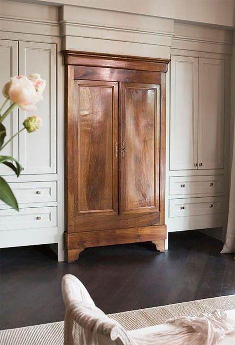 Bedroom Built Ins, Antique Wardrobe, Antique Armoire, Wood Armoire, Bedroom Armoire, Build A Closet, Fitted Wardrobes, Bedroom Wardrobe, Tiny Bedroom