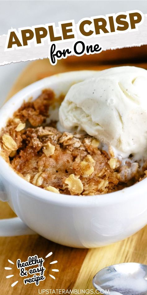 Apple Crisp for One Apple Desserts Easy 3 Ingredients Simple, Apple Crumble Recipe Single Serving, Apple Crisp One Serving, Single Serve Microwave Apple Crisp, Single Apple Crisp Recipe, Apple Crisp Recipe With Oats Easy Microwave, Single Serving Apple Crisp Microwave, One Serving Apple Crisp, 1 Person Dessert Easy