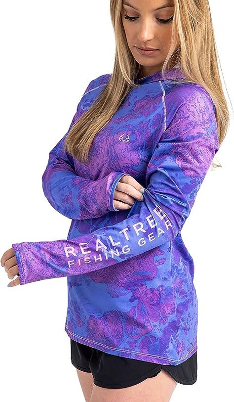 Amazon.com: Realtree Women's Fishing Camo UV Protection Shirts with Hood | Lightweight | Long Sleeve hoodie for Fishing Hiking Running : Clothing, Shoes & Jewelry Fishing Shirts Women, Women's Fishing, Womens Fishing, Running Clothing, Astronaut Art, Active Hoodie, Fishing Shirts, Long Hoodie, Athletic Wear