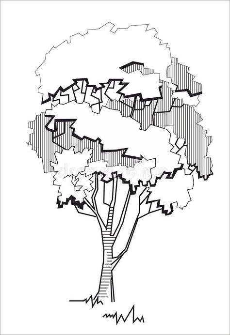 Tree Stylized, Architectural Trees, Stylized Drawing, Stylized Tree, Tree Drawings Pencil, Drawing Hands, Architecture Sketchbook, Tree Sketches, Landscape Sketch