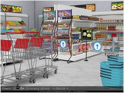 The Sims Resource - Sets Sims 4 Store Cc, Sims 4 Store, Sims 4 Sets, Sims 4 2023, Asian Bedroom, Lotes The Sims 4, House Pantry, Grocery Store Items, False Wall