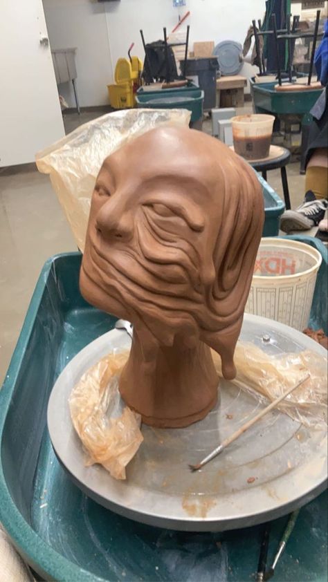 Anatomy Ceramics, Surrealism Ceramics, Clay Bust Sculpture, Ap Ceramics, Ceramic Bust, High School Ceramics, Leaving Cert, Sculpture Lessons, Ceramic Sculpture Figurative