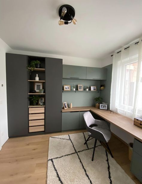 Ikea Small Office, Ikea Office Hack, Ikea Home Office, Small Home Office Ideas, Ikea Interior, Ikea Office, Home Office Makeover, Office Ideas Home, Modern Home Offices