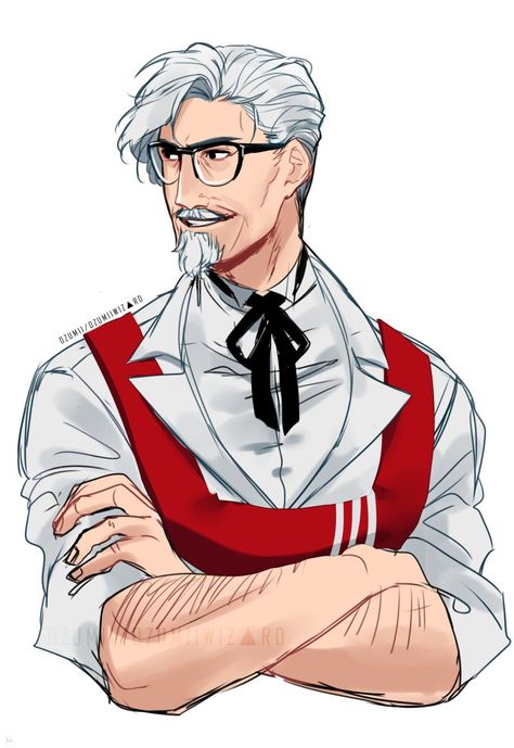 Colonel Sanders, by Ozumii Kernel Sanders, Kfc Man, Gijinka Pokemon, Colonel Sanders, Cartoon As Anime, Anime Version, Anime People, Anime Boys, Art Anime