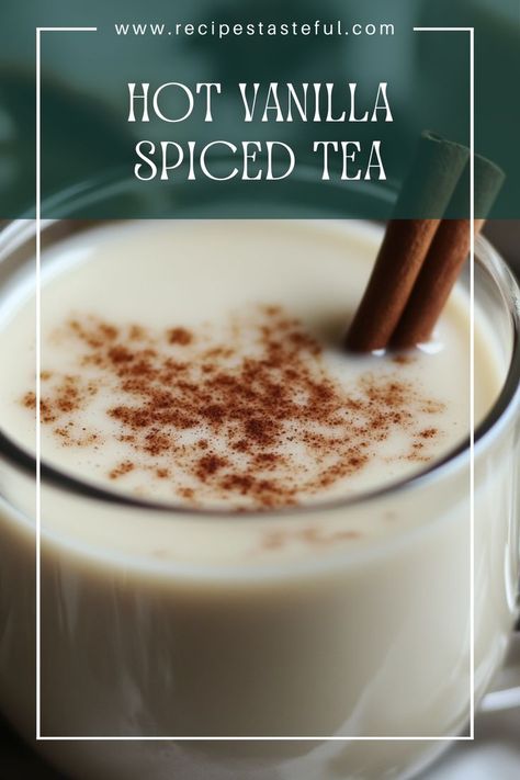 Warm and comforting, this Hot Vanilla Spiced Tea combines the rich flavors of black tea with the delightful spices of cinnamon, nutmeg, and cloves, topped with creamy milk and optional whipped cream. Perfect for cozying up on chilly days! Hot Milk Tea Recipe, Vanilla Milk Recipe, Clove Tea, Hot Tea Recipes, Spiced Tea, Milk Tea Recipes, Vanilla Tea, Vanilla Spice, Vanilla Milk