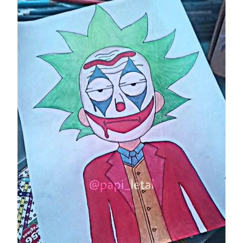 Rick from Rick and Morty Joker Rick As The Joker, Simple Rick And Morty Painting, Drawing Ideas Rick And Morty, Rick And Morty Drawing Ideas, Easy Rick And Morty Painting, Painting Ideas Rick And Morty, Rick And Morty Painting Easy, Joker Painting Easy, Rick And Morty Painting Ideas