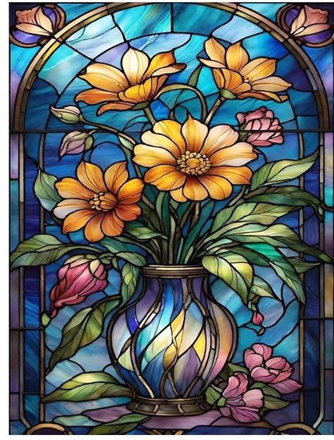 Stained Glass Patterns Free Printables Templates Flower, Stained Glass Wallpaper, Arts And Crafts Home Decor, Beginners Art, Diamond Dots, Diamond Art Kits, Stained Glass Patterns Free, Gem Art, Glass Paint