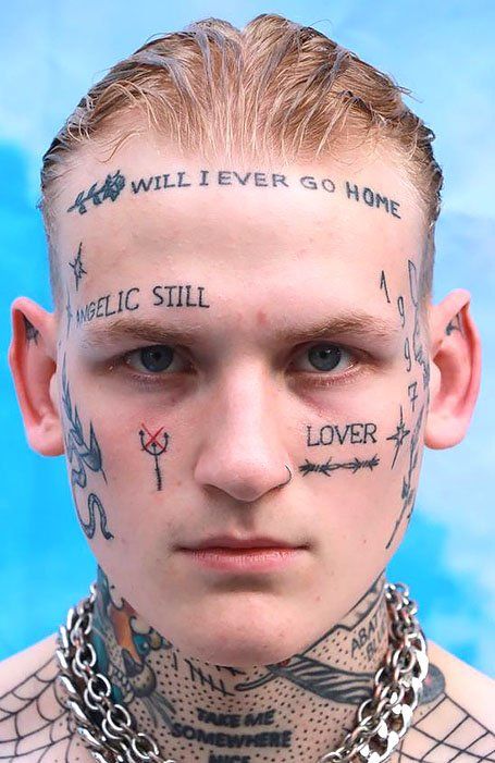 15 Cool Face Tattoos for Ballsy Men in 2021 - The Trend Spotter Cool Face Tattoos, Mens Face Tattoos, Skull Face Tattoo, Small Face Tattoos, Mother And Son Tattoo, Cactus Tattoos, Face Tats, Tattoos For Moms With Kids, Tattoos Black Women