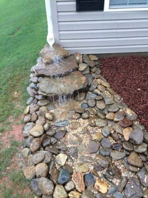 Gutter Garden, Dry Creek Bed, Rock Waterfall, Landscaping Inspiration, Front Yard Garden Design, Creek Bed, Rock Garden Landscaping, Dry Creek, Inspire Me Home Decor