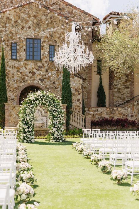 Bella Collina Wedding, Aisle Markers, Bella Collina, Dream Venue, Christian Wedding, Future Wedding Plans, Floral Arch, Sweetheart Table, Blush Wedding