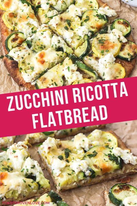 Zucchini Ricotta Flatbread, Summer Ricotta Recipes, Veggie Flatbread Recipes, Lemon Savory Snacks, Lemon Ricotta Flatbread, Ricotta Flatbread Recipes, Healthy Flatbread Recipes Clean Eating, Zucchini Flatbread Pizza, Ricotta Cheese Flatbread