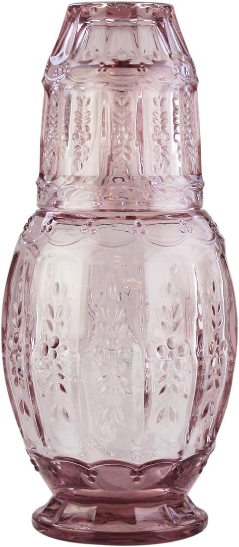 Elle Décor Vintage Bedside Water Carafe with Tumbler – Elegant Pitcher and Matching Drinking Glass Doubles As Lid for Guest Room, Office-Makes A Gift, 4.7x10.4, Pink : Amazon.ca: Home Bedside Water, Bedside Water Carafe, Bedside Carafe, Carafe Set, Water Carafe, Glass Carafe, Water Pitcher, Bar Glassware, Water Jug