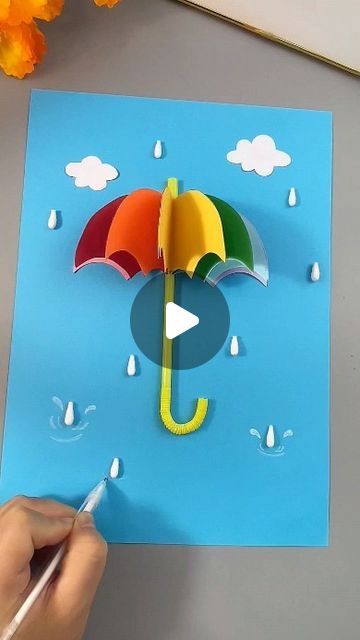 paper crafts creator on Instagram: "Title: "Holiday Fun: Making a Rainbow Umbrella with Your Children" Hashtags: #KindergartenHandicraft #ParentChildHandicraft #CreativeCrafts #HandmadeDIY #ChildrensCrafts #RainbowUmbrellaCraft" Diy Paper Rainbow, How To Make A Paper Umbrella Crafts, Paper Craft Umbrella, Rain Kids Crafts, Rainbow Craft For Kindergarten, Umbrella Activity For Kids, Umbrella Making Craft, U For Umbrella Craft, Rainy Season Craft For Kids