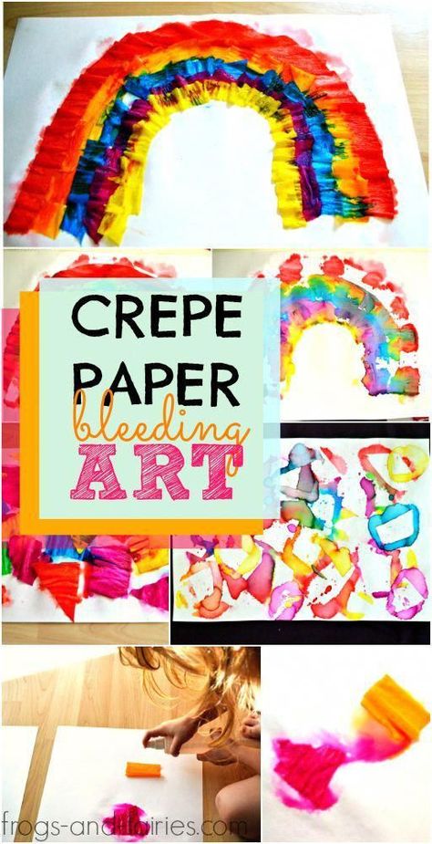 You’ll only need some crepe paper, watercolor paper and water to create this amazing and fun crepe paper bleeding art with your kids! #processart #crepepaperart #kidsart #easyartsandcraftsforkids Animal Paper Craft, Crepe Paper Art, Paper Craft Ideas For Kids, Crepe Paper Crafts, Tissue Paper Craft, Sensory Items, Crepe Paper Streamers, Art Ideas For Kids, Paper Streamers