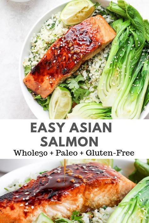 Easy Asian Salmon, Salmon Asian, Asian Salmon Recipes, Sesame Salmon, Asian Salmon, Whole30 Dinners, Healthy Salmon Recipes, Fish Recipes Healthy, Easy Asian