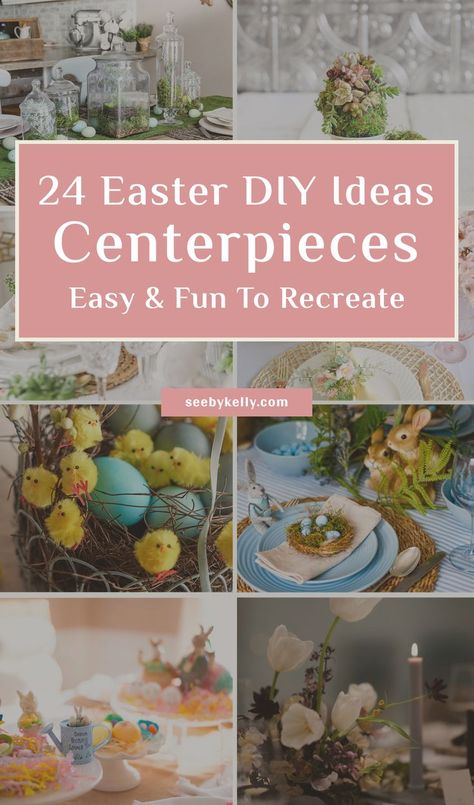 Feeling crafty but not sure how to starat? Here are some easy-to-make Easter DIY projects that are budget-friendly! This post shows you the 24 best easter centerpieces diy ideas for an elegant and beautiful Spring atmosphere! Sharing ideas for: Easter centerpieces living room, dining room Easter decor, easter centerpieces for the table, dollar tree easter centerpiece ideas, Easter tray decor, and easter table setting ideas the whole family will enjoy. Spring Centerpieces Diy, Diy Easter Centerpieces, Easter Table Setting Ideas, Easter Tray Decor, Centerpieces Living Room, Easter Diy Projects, Easter Tray, Dollar Tree Easter Crafts, Spring Centerpieces