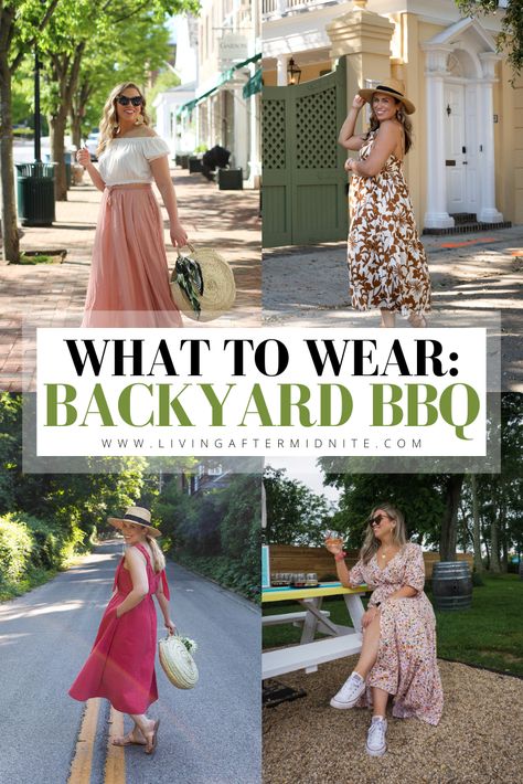 What to Wear to a Backyard BBQ | Backyard BBQ Outfit Ideas | BBQ Outfit Ideas Casual | Outdoor Summer Party Outfit | Barbeque Outfit | Cookout Outfit | Cute Summer Looks | Summer Outfits for Hot Weather Bbq Outfit Ideas Casual, Outdoor Summer Party Outfit, Barbeque Outfit, Backyard Bbq Outfit Ideas, Bbq Outfit Ideas, Barbecue Outfit, Cookout Outfit, Summer Bbq Outfit, Outdoor Party Outfits