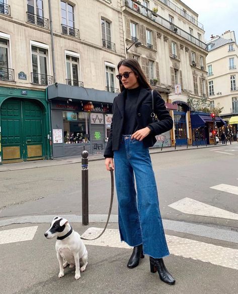 Culotte Jeans Outfit, Culottes Outfit, Outfits Primavera, Outfits Con Jeans, Parisienne Chic, Outfit Primavera, Style Moodboard, Fashion Goals, Cozy Chic