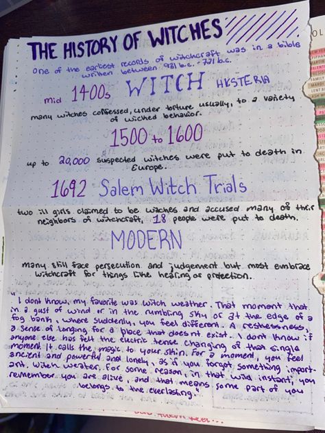 History Of Witchcraft Salem Witch Trials, Witchcraft History Books, Witch History Facts, Witchcraft History Notes, Witchcraft At School, Witch Diary Ideas, Witch Notes Aesthetic, History Of Witches Notes, Graveyard Witchcraft