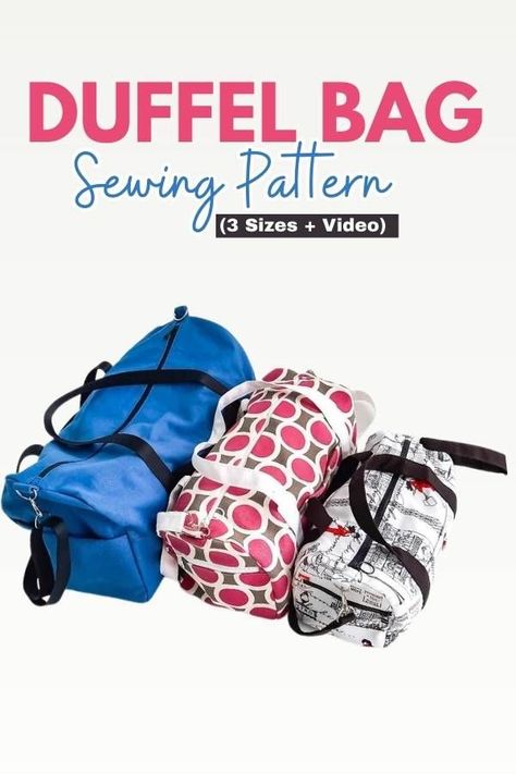 Duffel bag sewing pattern in three different sizes plus video. This duffle bag pattern is ideal for a carry all bag to sew, a gym bag, or a weekend bag sewing pattern in the larger size. The smaller bag is ideal for a purse to sew. The video sewalong tutorial means you won't purt a stitch wrong when sewing with bag pattern collection. SewModernBags Gym Bag Diy Pattern, Free Duffle Bag Patterns To Sew, Sew A Gym Bag, Free Duffle Bag Pattern, Diy Gym Bag Pattern Free Sewing, Free Duffel Bag Sewing Pattern, Small Duffel Bag Pattern, Quilted Duffel Bag Pattern, Gym Bag Pattern Free