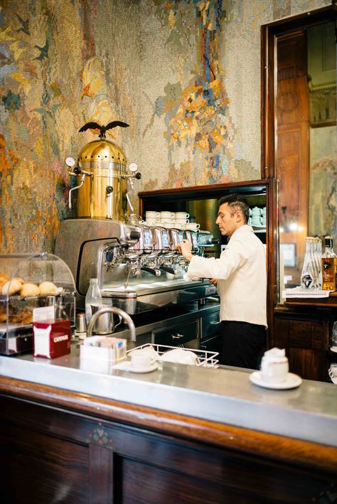 Get a coffee in the morning at the Camparino Bar across from the cathedral in Milan, The Taste SF  #travel #italy #milan #shopping #vacation #espresso Café Cubano, Milan Travel, Italian Bar, Italy Coffee, Coffee Bar Design, Italian Cafe, Coffee In The Morning, Cities In Italy, Espresso Bar