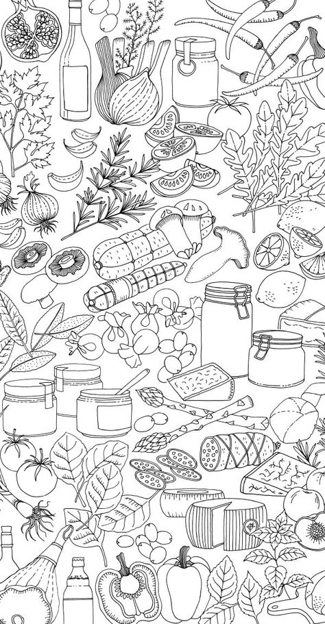 Zestaw Ikon, 캐릭터 드로잉, Illustration Food, Food Drawing, Food Illustration, Menu Design, Food Illustrations, Coloring Book Pages, Colouring Pages