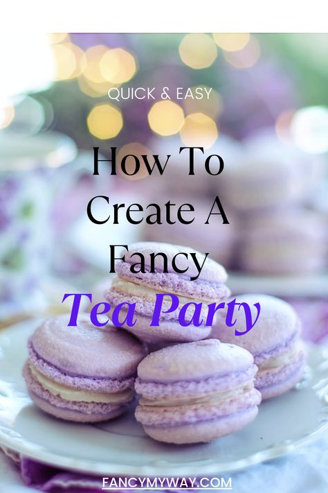 Are you ready to host a fabulous tea party fit for a queen? Whether it’s for a special occasion or just for fun, a tea party is the perfect way to gather your loved ones and enjoy some scrumptious treats. Read on and learn how to create a fancy tea party! Make an unforgettable experience that will have your guests raving for days. Macaroons Serving Ideas, Simple Afternoon Tea At Home, Tea Party Birthday Desserts, Fancy Tea Party Birthday, Victorian Bridal Shower Ideas, Tea Party Themes For Women, Galentine's Tea Party, Bridal Partea, High Tea Menu Ideas