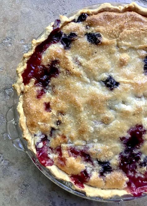 Cherry Cream Pie Recipe, Berry Sour Cream Pie, Raspberry Sour Cream Pie, Sour Cream And Raspberry Pie, Sour Cream Blueberry Pie The Southern Lady Cooks, Very Berry Pie Recipe, Pie Recipes Berry, Blueberry Rhubarb Pie, Blueberry Slab Pie Recipe