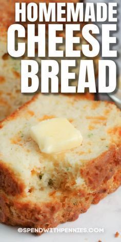 Cheese Bread is a delicious, cheesy side dish that the whole family will love! Serve warm right out of the oven with butter! #spendwithpennies #cheesebread #recipe #homemade #cheesy 3 Ingredient Cheese Bread, Recipes Using Bisquick Baking, Shredded Cheddar Cheese Recipes, Bisquick Bread Recipes, Homemade Cheese Bread, Cheese Bread Recipe, Bread Quick, Biscuit Bread, Biscuit Rolls