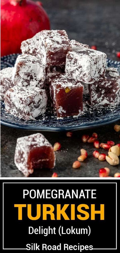 Pomegranate Candy Recipes, Vegan Turkish Delight, Pomegranate Turkish Delight Recipe, Christmas Turkish Delight, Turkish Lokum Recipe, Turkish Delights Recipe, Pomegranate Turkish Delight, Holiday Gift Recipes, Turkish Delight Recipe Video