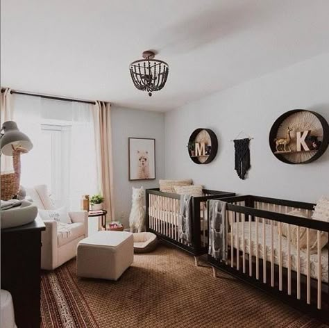 TWICE the love for this trendy twin boys nursery with black cribs and lots of llamas! Design: @xxtinee 📸: @cassidycrowephotography Babyletto Lolly Crib, Lolly Crib, Twin Boy Nursery, Twin Babies Nursery, Babyletto Lolly, Twin Nursery Room, Twin Boys Nursery, Twin Baby Rooms, Twin Cribs