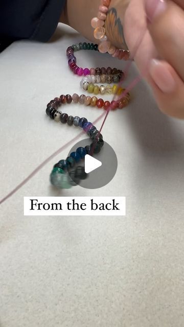 maRISsa- knotted gemstone jewelry designer on Instagram: "Pull from the back.  Here I am knotting a longer piece.  36 inches, more than 150 beads and even more knots.  Towards the end, instead of pulling the entire length of the necklace through the loop of thread, I go from the back!  This piece is knotted on wine colored thread and will be finished with a chunky bolt clasp. Perfect length to be worn long and so many combinations for layering!  Message me if you like this color palette. ✨  #colorfuljewelry #bts #knottednecklace #bohonecklace #boholuxejewelry" Knotted Bead Necklace Diy, Knotted Bead Necklace, Knotted Gemstone Necklace, Knotted Necklace Diy, Beaded Necklace Diy, Colorful Jewelry, Disc Necklace, Knot Necklace, The Loop