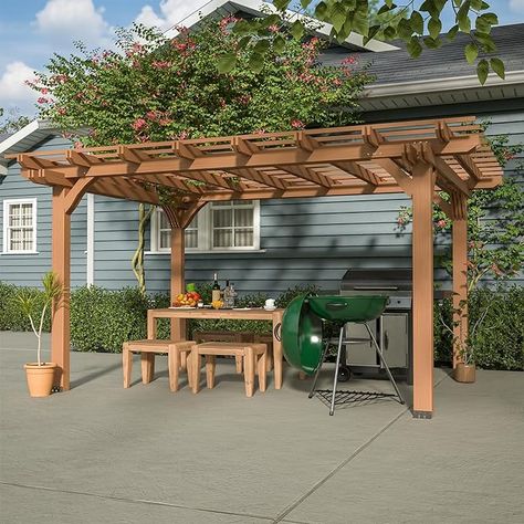 Amazon.com: Mulinsonfly Outdoor Pergola 12'x10' - Sturdy Wooden Frame for Garden, Patio, and Backyard, Wood Pergola Ideal for Outdoor Entertaining and Relaxation : Patio, Lawn & Garden Kitchen Bars, New Old House, Grill Gazebo, Outdoor Kitchen Bars, Wooden Patios, Wooden Gazebo, Building A Pergola, Pergola Lighting, Wood Pergola