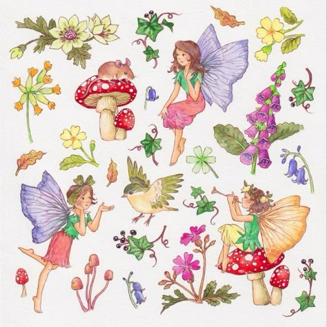 Fairy Garden Drawing, Fairy Drawings, Fairy Stickers, Fairy Illustration, Fairy Artwork, Advocate Art, Flower Fairies, Art Licensing, Fairy Art