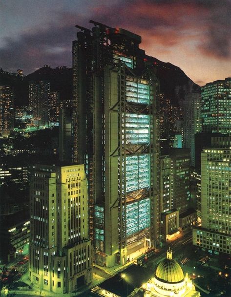 Moody Architecture, Aesthetic At Night, Hong Kong Aesthetic, Hong Kong Architecture, Green Shield, Vaporwave Wallpaper, City At Night, Game Environment, Cyberpunk City