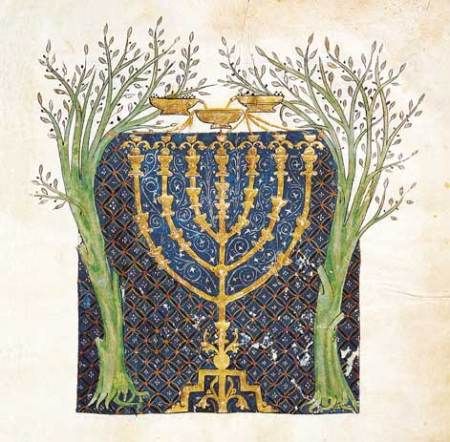 This vision symbolizes the fullness of God’s power through his Spirit!  From the Jewish Cervera Bible, Spain, around 1299. Judaica Art, Hebrew Letters, Hebrew Bible, Jewish Culture, Ayat Alkitab, Jewish History, Shabbat Shalom, Olive Trees, Jewish Art