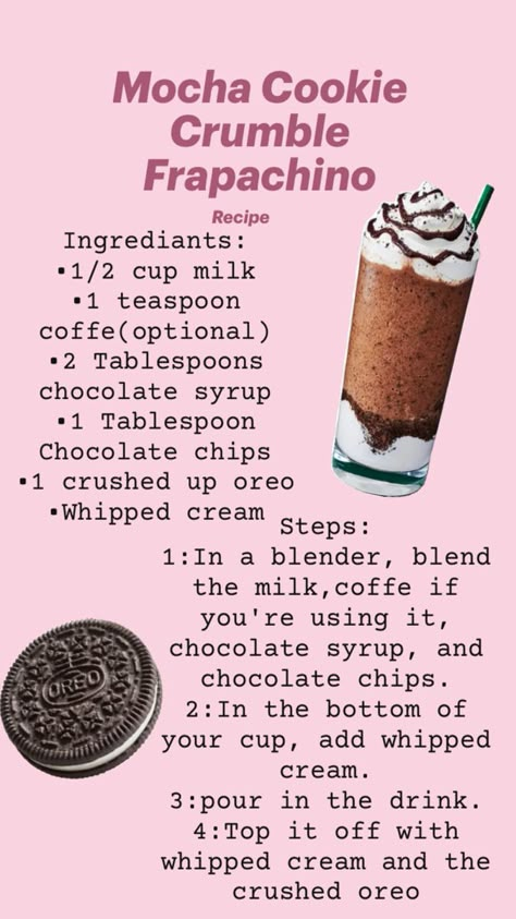 Starbucks recipe Cookie Crumble Recipe Starbucks, Starbucks Mocha Cookie Crumble Frappuccino Recipe, Tim Hortons French Vanilla Cappuccino Recipe, Mocha Cookie Crumble Starbucks, How To Make Starbucks Mocha Cookie Crumble Frappuccino, Starbucks Mocha Cookie Crumble Recipe, Starbucks Cookie Crumble Frappuccino, Starbucks Recipes Chocolate, Starbucks Decaf Drinks