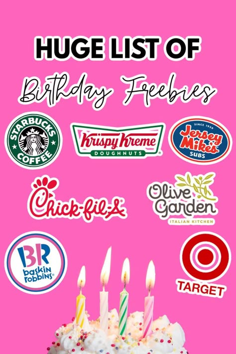 Birthday Freebies list Free Items To Get On Your Birthday, Freebies On Your Birthday List, Freebies For Birthday, Freebies For Your Birthday, Things To Get For Free On Your Birthday, Things To Do For Your 14th Birthday Party Ideas, Free Birthday Stuff List, Turning 12 Birthday Ideas, Birthday Month Freebies