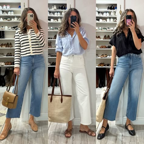 The Perfect Vintage Wide-Leg Crop … curated on LTK Wide Leg Crop Jeans Outfit, Crop Jeans Outfit, Wide Leg Cropped Pants Outfit, Cropped Wide Leg Pants Outfit, Transition To Fall Outfits, Casual Outfits With Jeans, Summer To Fall Outfits, Summer To Fall Transition Outfits, Cropped Pants Outfit