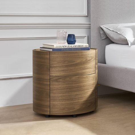 Best Nightstand With Storage: Castlery Mika Side Table Wooden Bed Side Table, Bed Side Table Design, Waterfront Condo, Chic Nightstand, Condo Renovation, Bedroom Nightstands, Oak Bedside Tables, Bed Side Table, Wood Grain Pattern