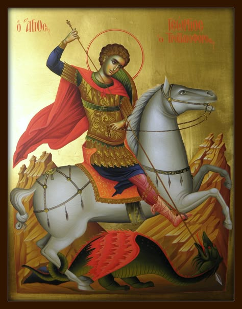 Άγιος Γεώργιος / Saint George Agios Georgios, Orthodox Saints, Saint George And The Dragon, Paint Icon, Orthodox Christian Icons, Christian Icons, Religious Paintings, Byzantine Art, Art Hobbies