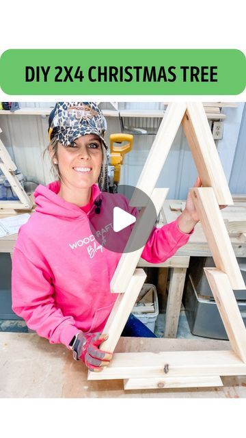 Wood Craft Blueprints with Jen on Instagram: "Watch to learn how to make your own 2x4 Christmas tree! Visit my blog for a full breakdown and cut list or comment: Christmas Tree Plans and I'll send you a message. #diy #diychristmas #diychristmasdecor #woodchristmastree #2x4projects #2x4christmastree" Christmas Tree 2x4 Wood Crafts, Wood Christmas Tree Diy 2x4, Diy Wood Christmas Tree Plans, 2x4 Wood Christmas Tree, 2x4 Christmas Tree Plans, Outdoor Christmas Tree Wood, Diy Wooden Xmas Tree, Diy Christmas Trees From Scrap Wood, Wood Trees Christmas Diy