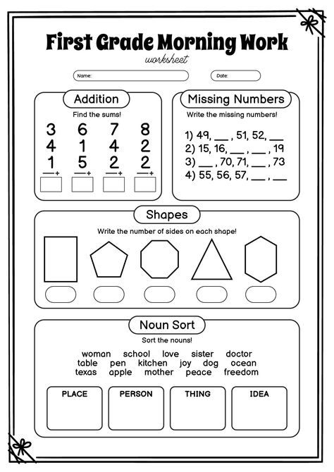 1st Grade Morning Work 1st Grade Goals Sheet, Fun Homeschool Activities 2nd Grade, 1st Grade Weekly Lesson Plan, Homeschool 1st Grade Ideas, 1st Grade Social Studies Worksheets, Homework For 1st Grade, 1st Grade Homeschool Schedule, 1st Grade Worksheets Free Printables, Grade 1 Curriculum